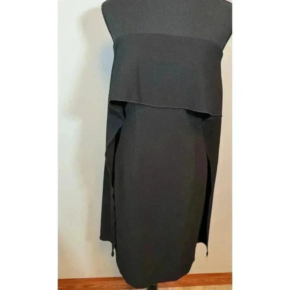 TRINA TURK Genius foldover cape shift dress black crepe size 4 - Picture 5 of 10